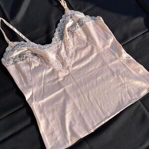 Vintage Light Pastel Pink Lace Cami Top Babydoll Lingerie - small